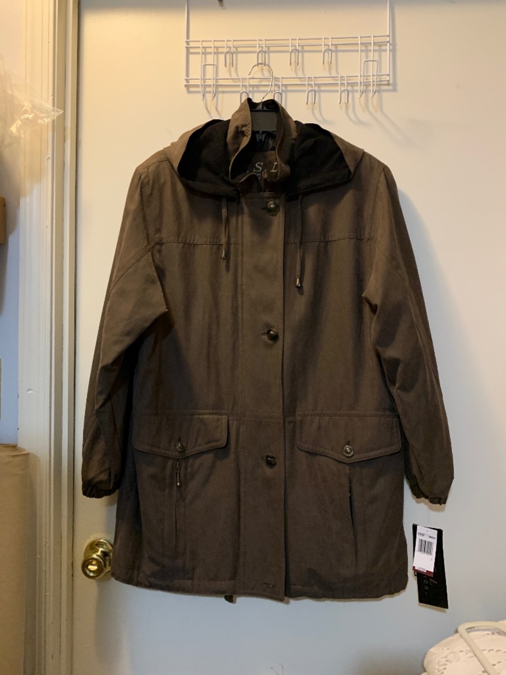 F.S.L. Collection Women's Brown Coat w Hood - Size L - New With Tags